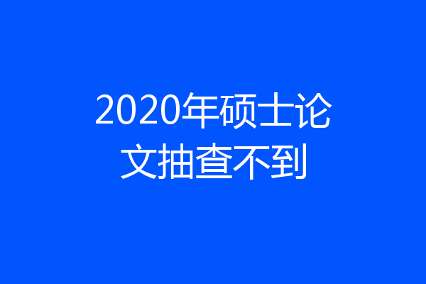 2020年硕士论文抽查不到