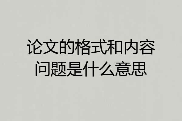 论文的格式和内容问题是什么意思