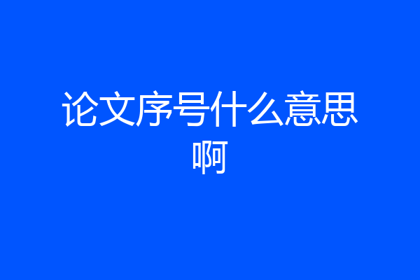 论文序号什么意思啊