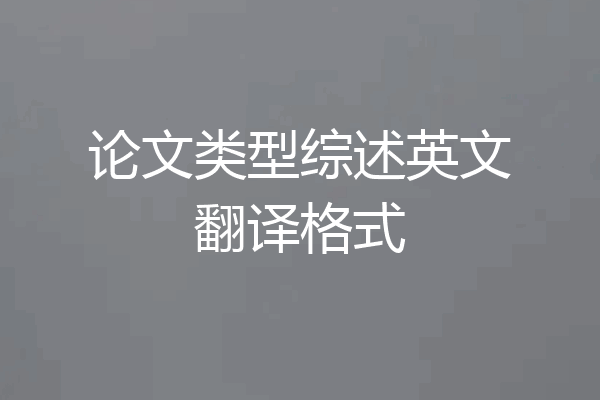 论文类型综述英文翻译格式