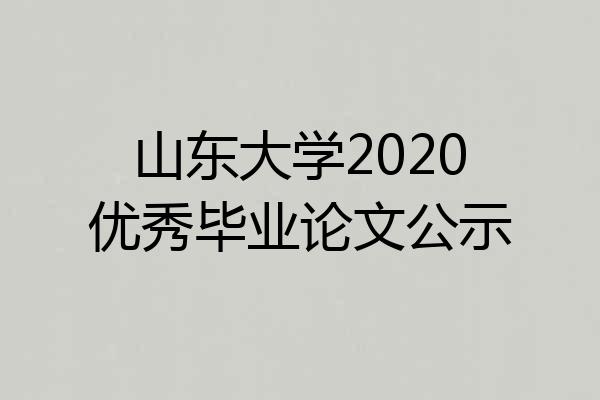 山东大学2020优秀毕业论文公示