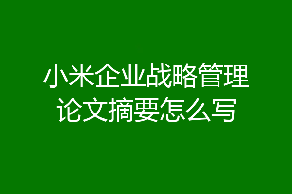 小米企业战略管理论文摘要怎么写