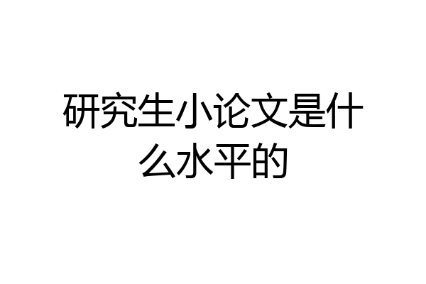 研究生小论文是什么水平的