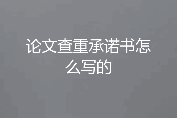 论文查重承诺书怎么写的
