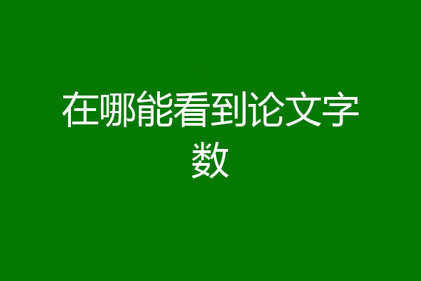 在哪能看到论文字数