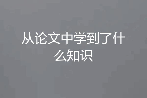 从论文中学到了什么知识