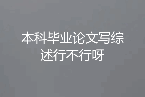 本科毕业论文写综述行不行呀