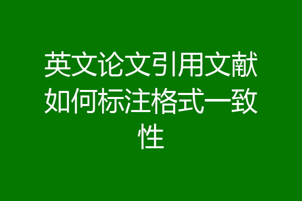 英文论文引用文献如何标注格式一致性