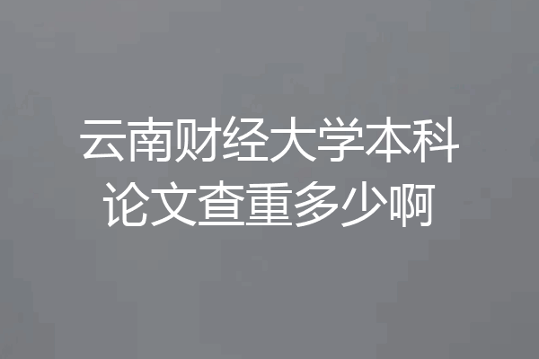 云南财经大学本科论文查重多少啊