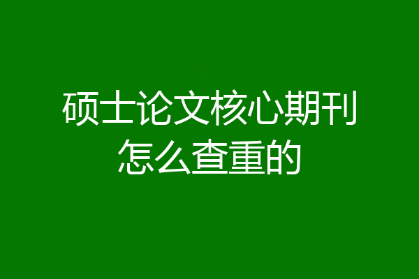 硕士论文核心期刊怎么查重的