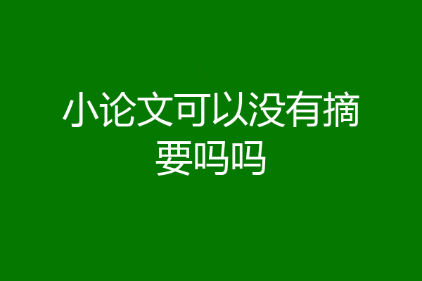 小论文可以没有摘要吗吗
