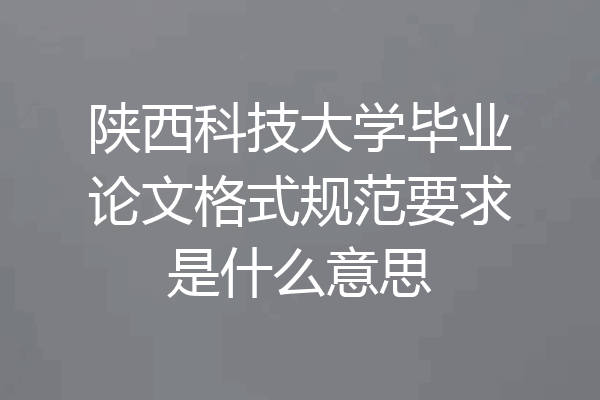 陕西科技大学毕业论文格式规范要求是什么意思