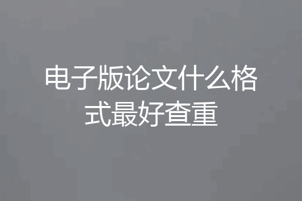电子版论文什么格式最好查重