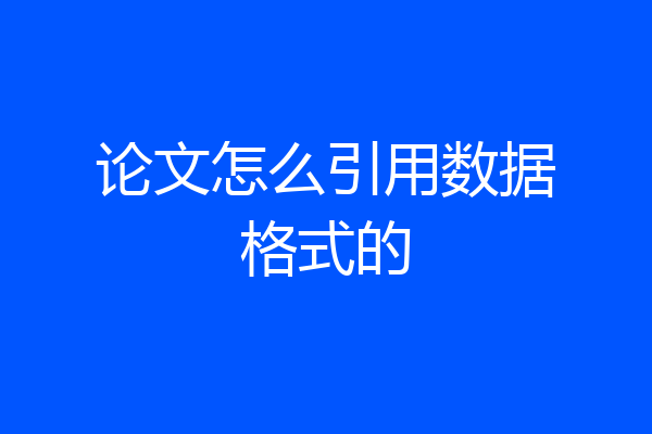论文怎么引用数据格式的