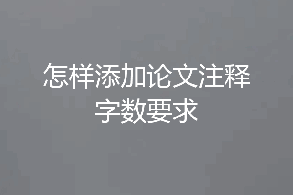 怎样添加论文注释字数要求