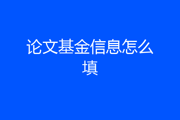 论文基金信息怎么填