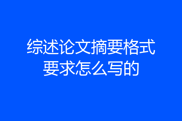 综述论文摘要格式要求怎么写的