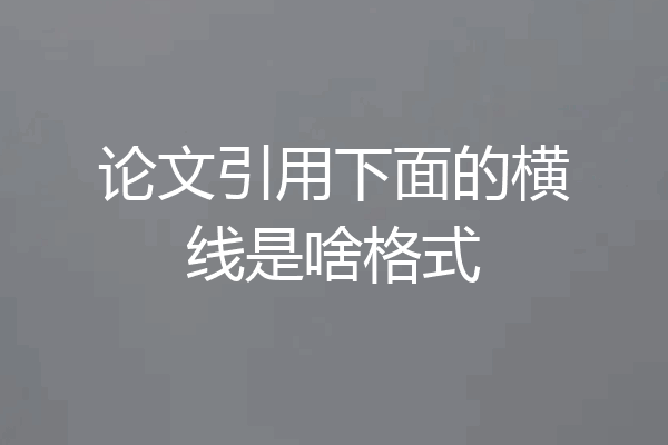论文引用下面的横线是啥格式