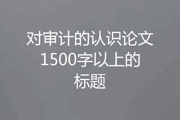 对审计的认识论文1500字以上的标题