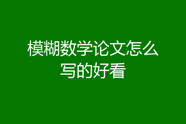模糊数学论文怎么写的好看