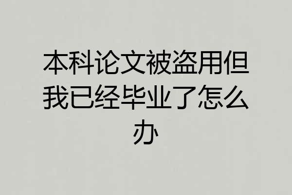本科论文被盗用但我已经毕业了怎么办