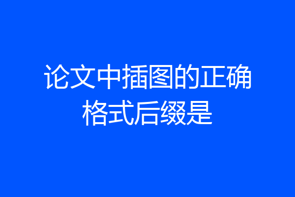 论文中插图的正确格式后缀是