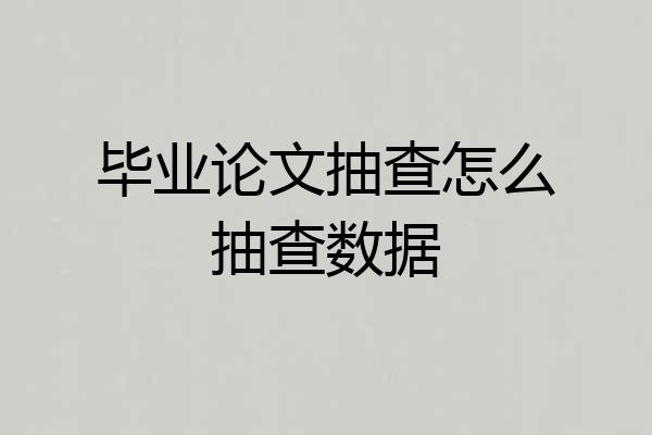 毕业论文抽查怎么抽查数据