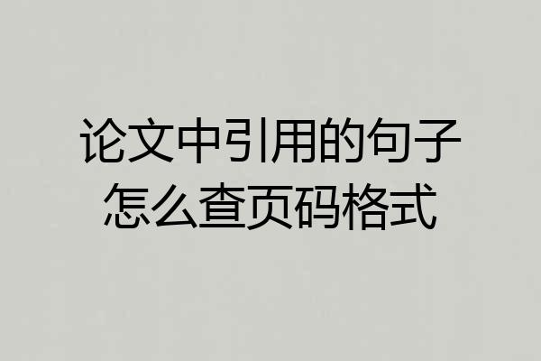 论文中引用的句子怎么查页码格式
