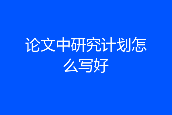 论文中研究计划怎么写好