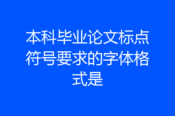本科毕业论文标点符号要求的字体格式是