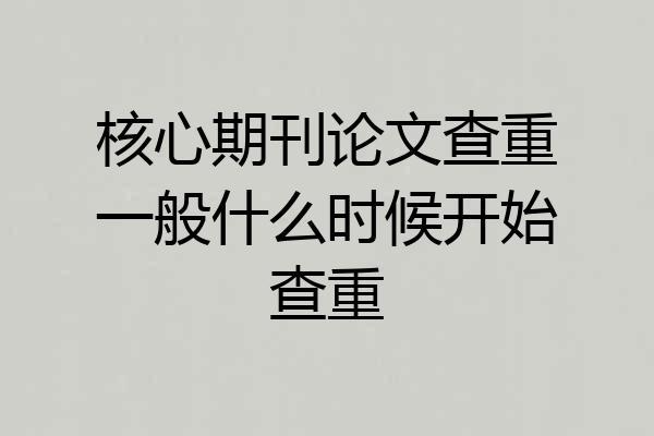 核心期刊论文查重一般什么时候开始查重