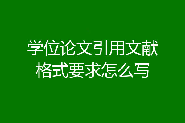 学位论文引用文献格式要求怎么写