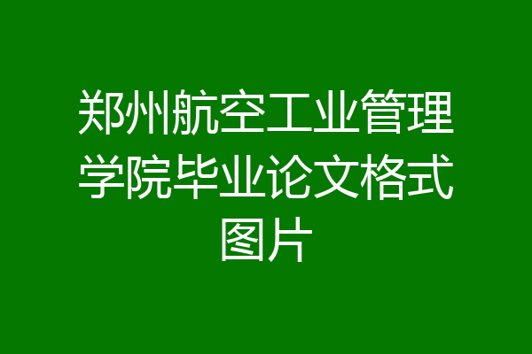 郑州航空工业管理学院毕业论文格式图片