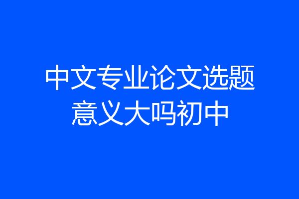 中文专业论文选题意义大吗初中
