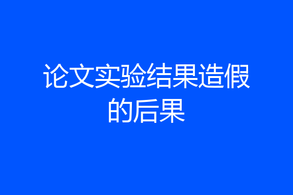 论文实验结果造假的后果