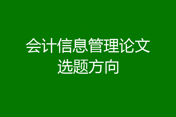 会计信息管理论文选题方向