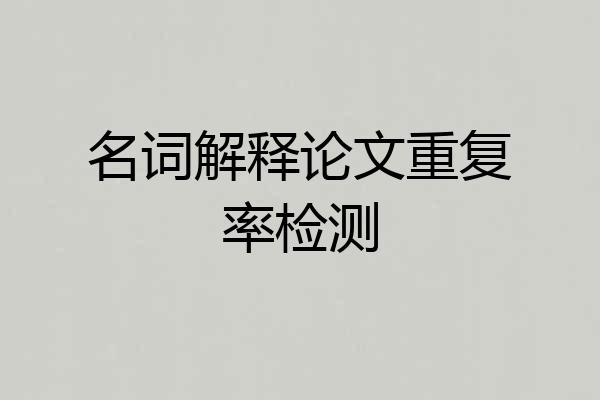 名词解释论文重复率检测