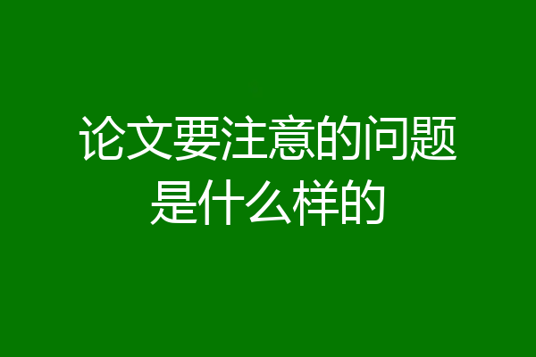 论文要注意的问题是什么样的