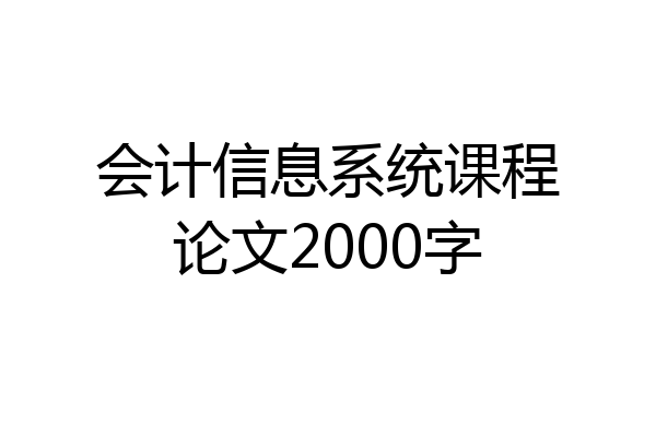 会计信息系统课程论文2000字