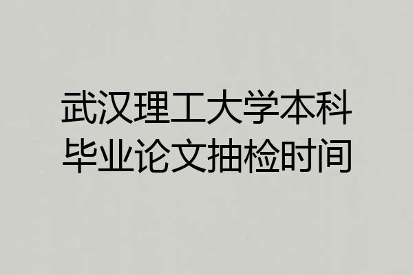 武汉理工大学本科毕业论文抽检时间