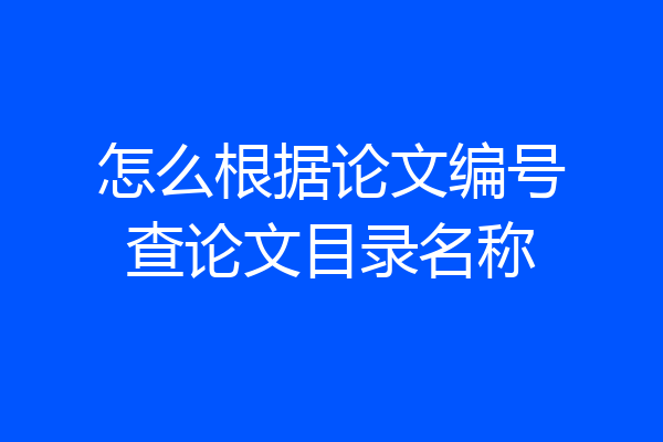 怎么根据论文编号查论文目录名称