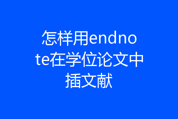 怎样用endnote在学位论文中插文献