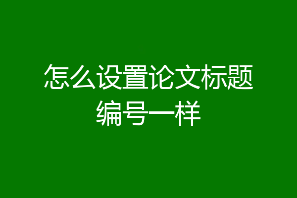 怎么设置论文标题编号一样