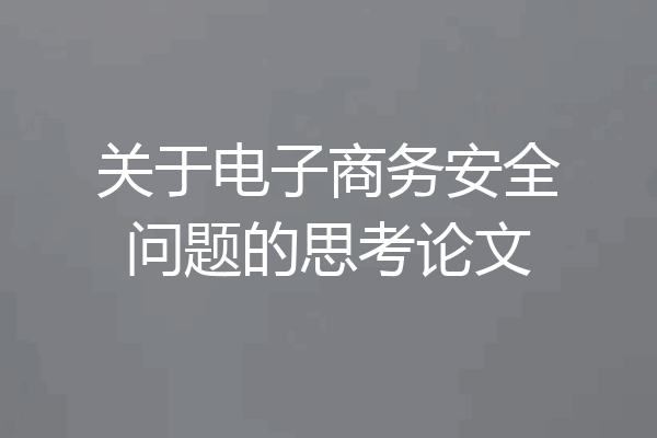 关于电子商务安全问题的思考论文