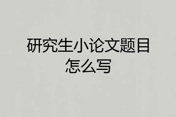 研究生小论文题目怎么写
