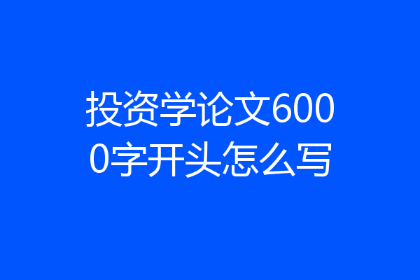 投资学论文6000字开头怎么写