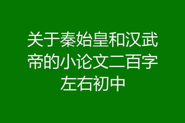 关于秦始皇和汉武帝的小论文二百字左右初中