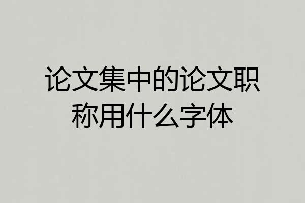 论文集中的论文职称用什么字体