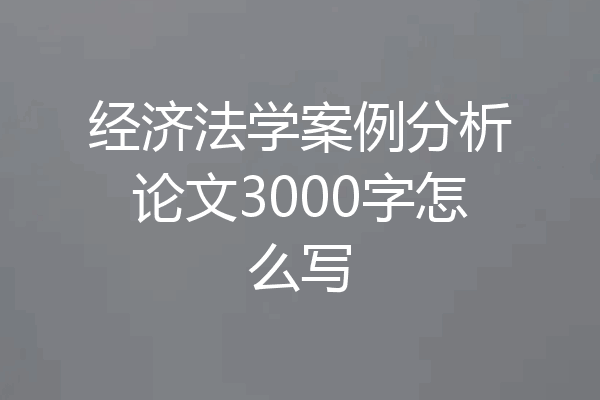 经济法学案例分析论文3000字怎么写