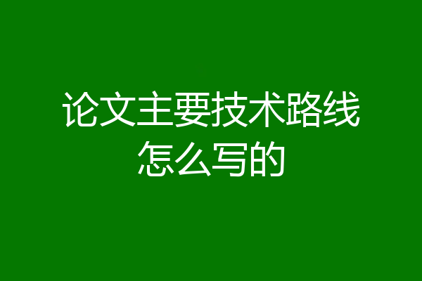 论文主要技术路线怎么写的